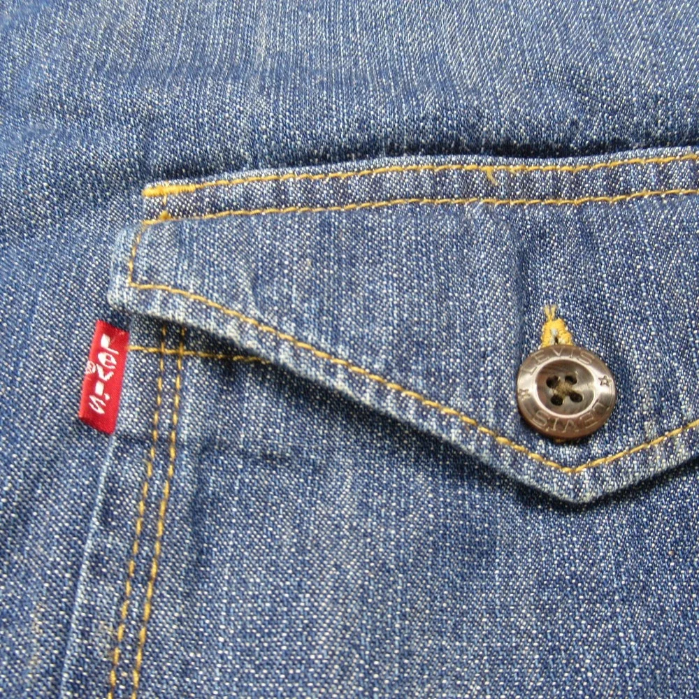 Levis  Shirt Jacket Mens XXL Blue Pockets Chambray Sherpa Fleece Lined Button Up - Picture 7 of 13